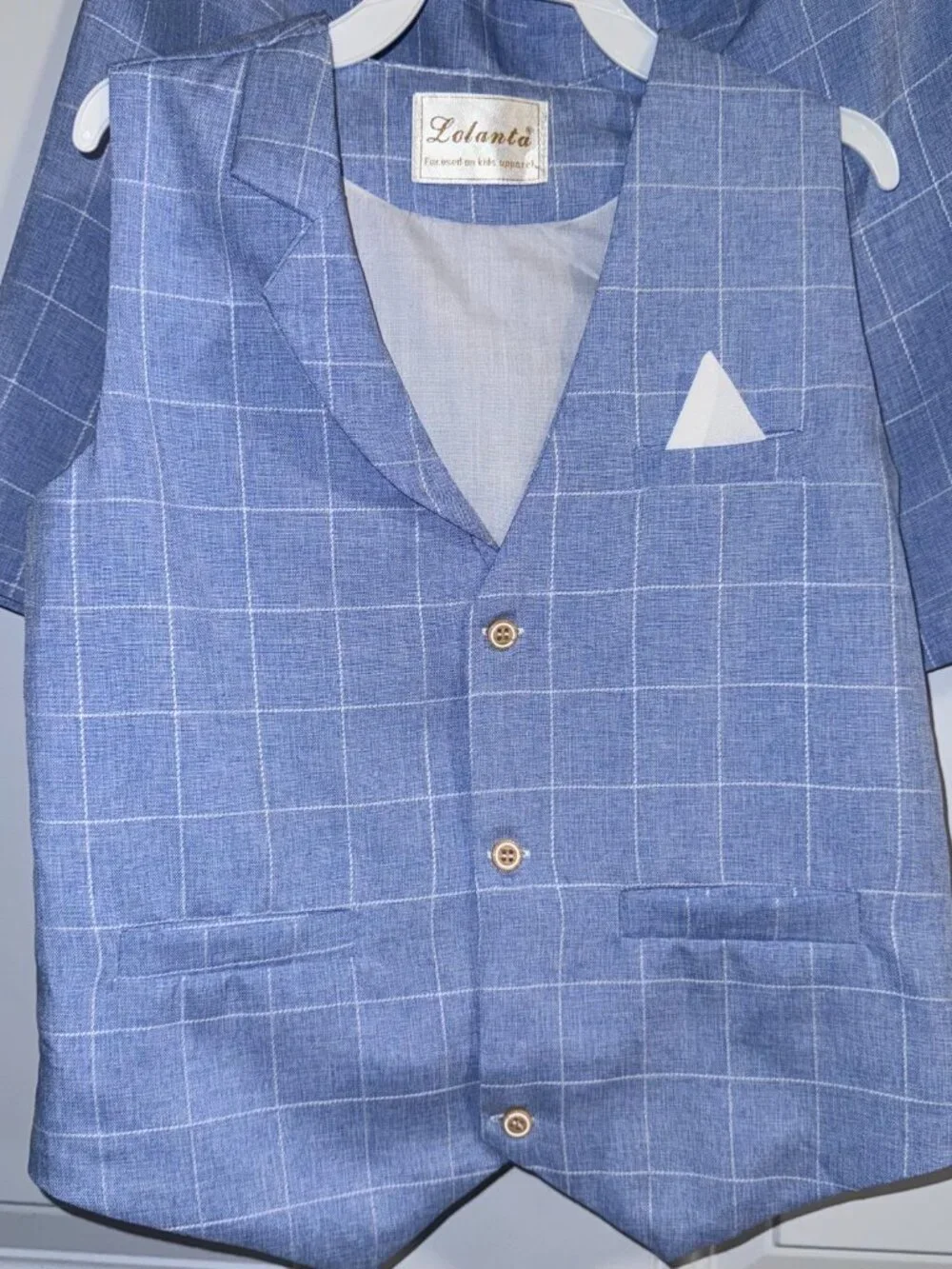 Lolanta Vest/Short suit light blue/white checkered box print